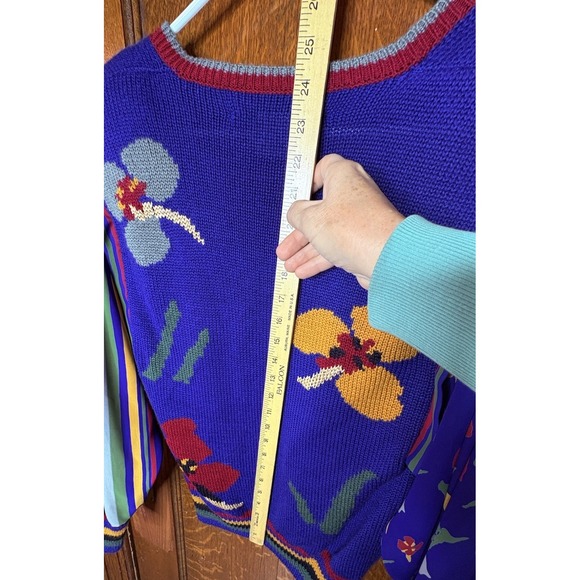 Vtg Womens Sweater Floral Acrylic Wool Boho Diane Freis For Marisa Christina Med - Picture 8 of 10